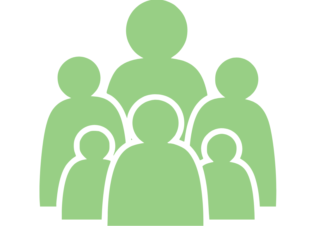 Icon of a group of people in green on a white background